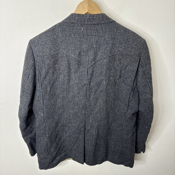 Vintage Dallas Men 46 Gray Tweed Western Blazer Sports Coat Damage - Picture 5 of 13
